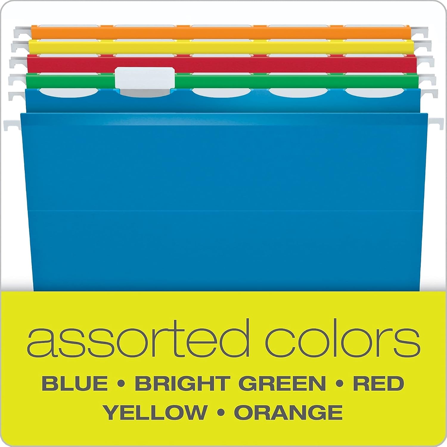 Pendaflex Ready-Tab Reinforced Hanging Folders, Letter Size, Assorted Colors, 5 Tab, 25/BX (42592)