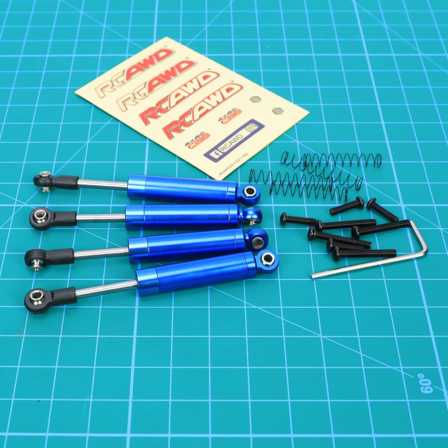 RCAWD Front Rear Shocks for Axial 1/18 UTB18 Capra Trail Shock Blue