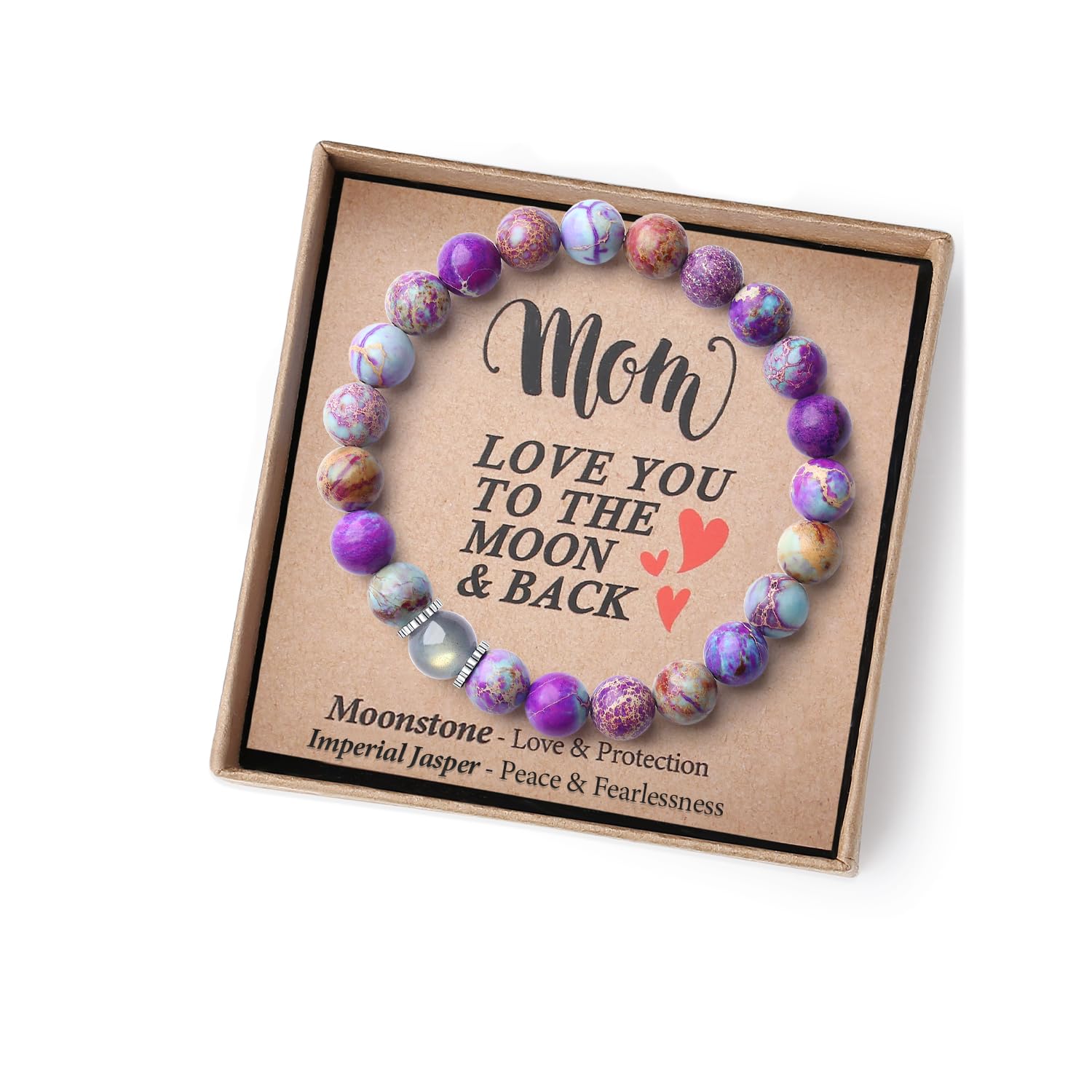 THEMEROL Handmade Gifts for Girls/Women-Love/Protection-Natural Crystal Bracelet for Daughter Granddaughter Niece Sister Mom Aunt Wife