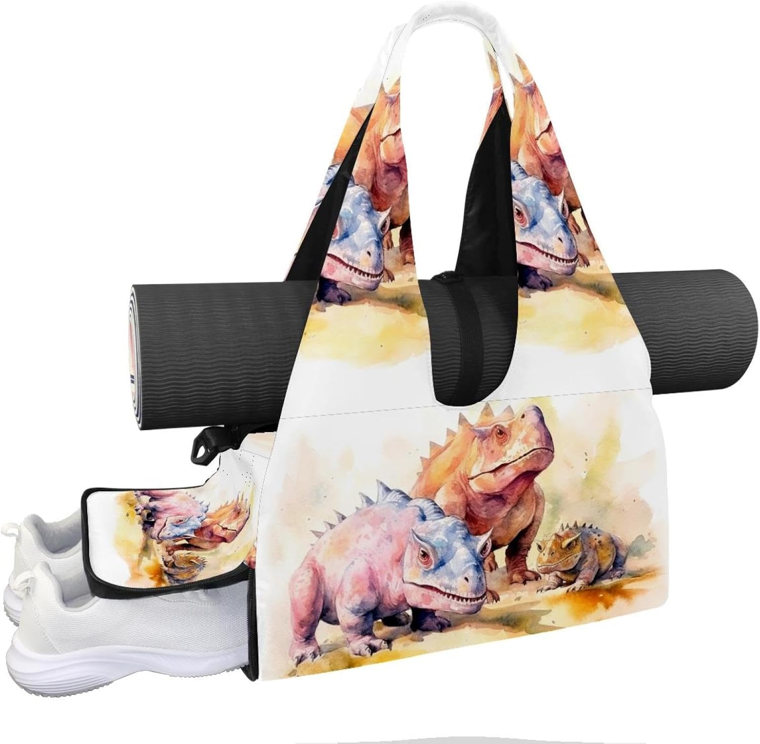 Gym Bag for Women, Sunflowers Leaves Yoga Mat Bag with Shoe Compartment, Sport Yoga Gym Bag with Yoga Strap, Carryall Yoga Tote Bag