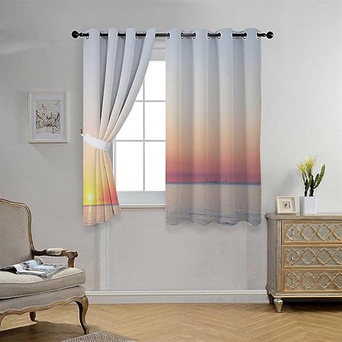 Cortina para Dividir Habitacion Scenery Ocean Seaside Cortina para puerta, cortinas de tapiz de 55 pulgadas de ancho por 45 pulgadas de largo, 2