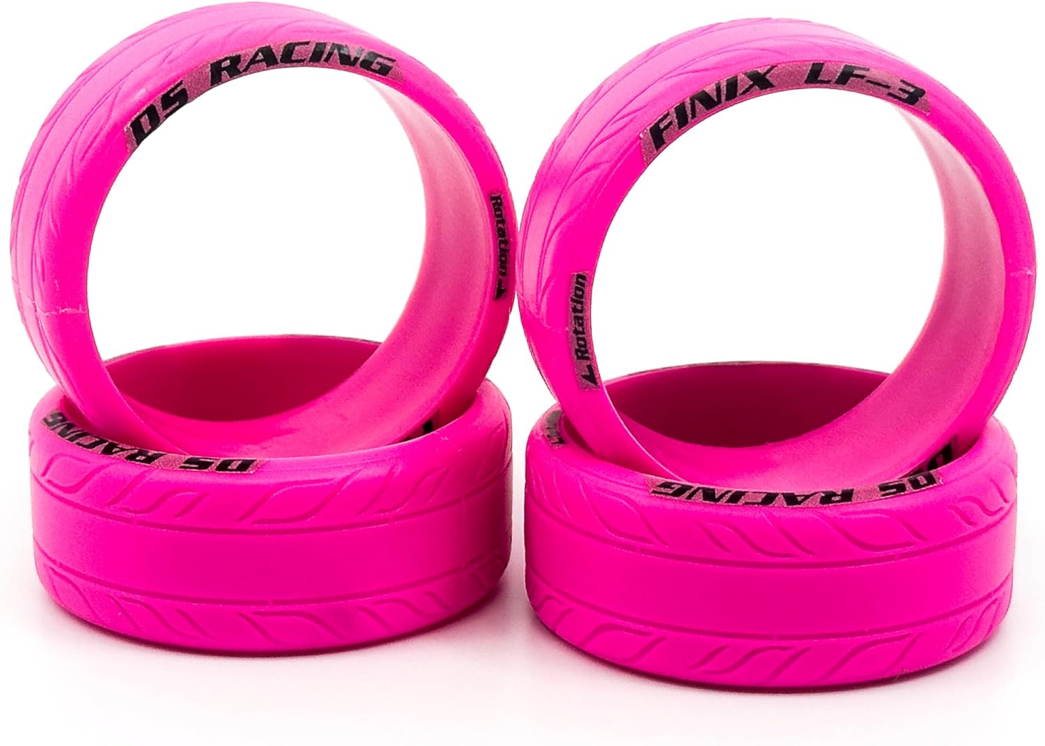 Finix LF-3 Pink Treaded RC Car Drift Tires 1/10 for Yokomo YD MD RD, MST RMX, Reve D RDX, Redcat RDS, HPI, Tamiya TT Wheels & More LF3