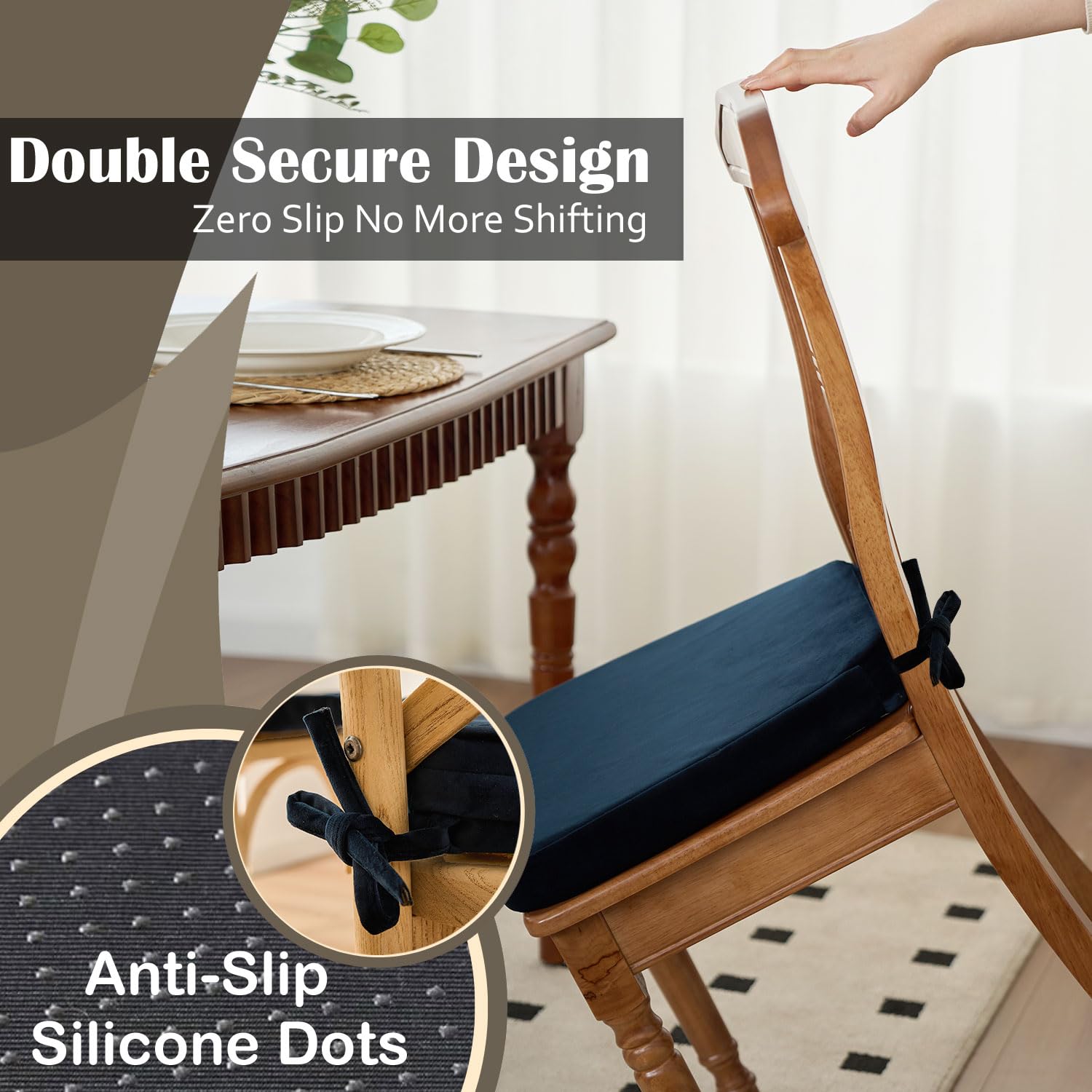 Nobildonna Gel-Infused Chair Cushions - 2 Inch Thick Seat Pads With Non-Slip Cover, Set Of 2 - View #5