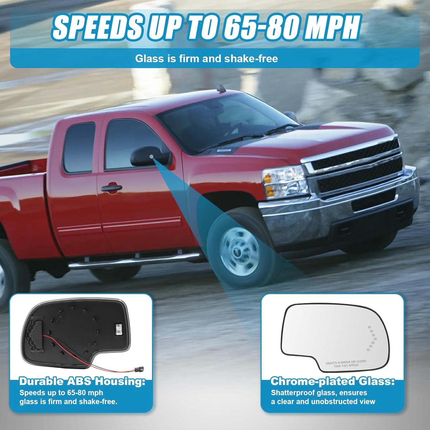 Driver and Passenger Side Heated Mirror Glass with Turn Signal Replacement for 2003-2007 Cadillac Escalade, Chevy Avalanche, Silverado, Suburban, Tahoe, GMC Sierra, Yukon - Rear View Mirror