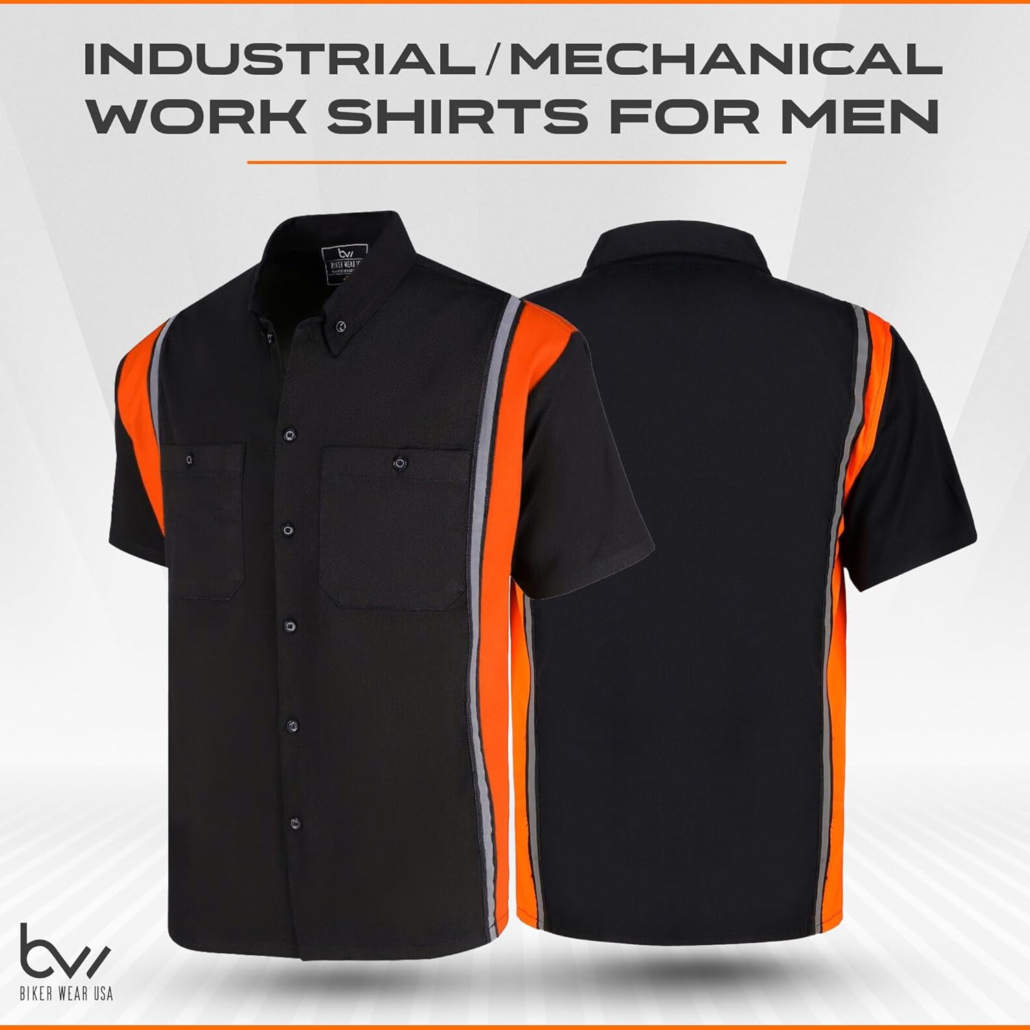 Men’s Work Shirt- Mechanical/Industrial Work Shirt with Vertical Reflective Lining - Image 2