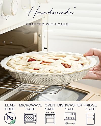 Miniatura 4 de getstar Molde de cerámica para tartas, plato para tartas de 9 pulgadas para hornear, antiadherente, apto para horno y lavavajillas, plato para