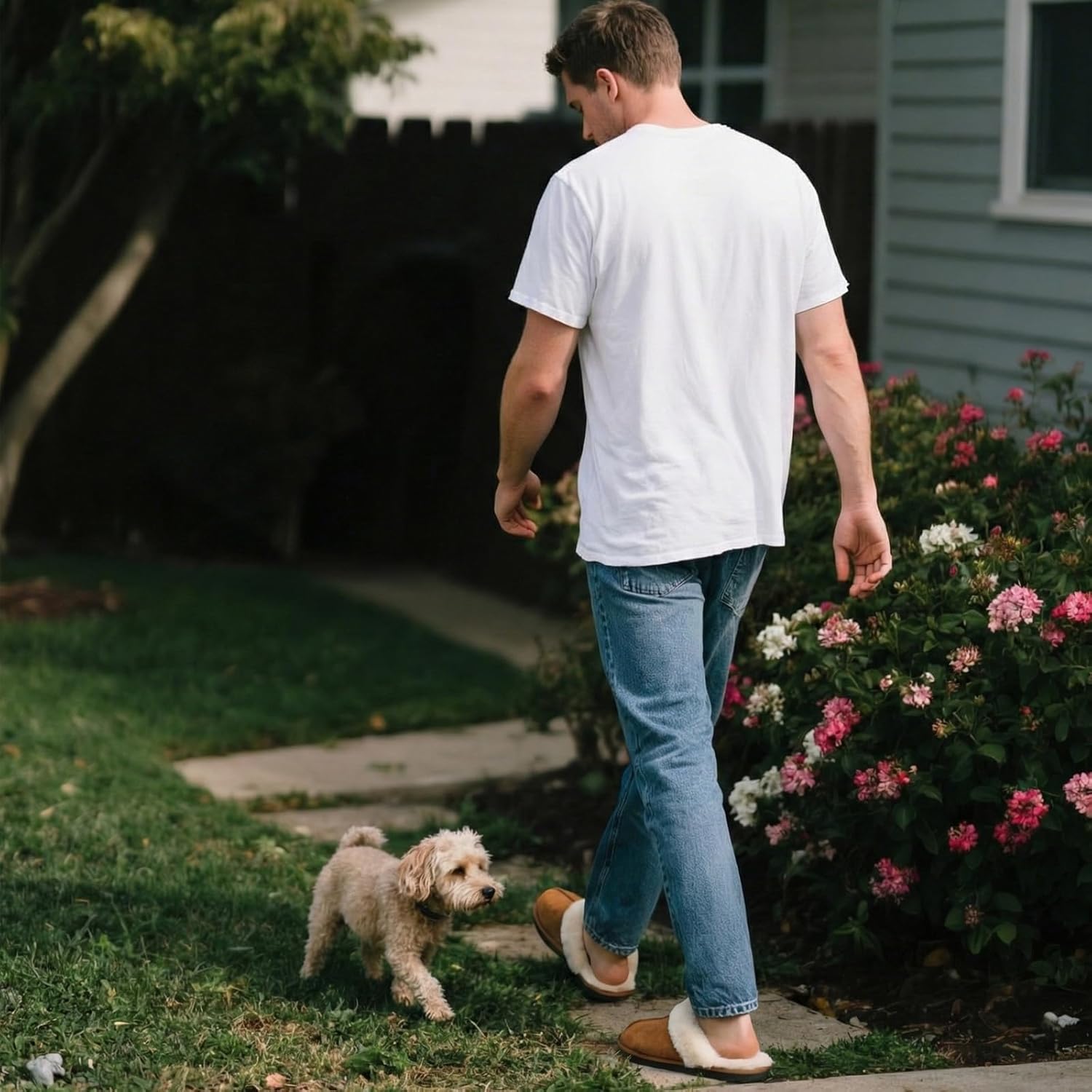 Besroad Mens Slippers Memory Foam House Slippers Warm Fuzzy Bedroom Slide House Shoes Indoor Outdoor Scuff - Image 2