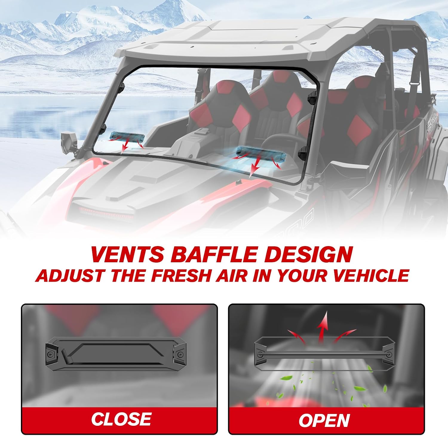 Front Windshield for Polaris General 1000, Hard Coated Polycarbonate Vented Full Windscreen Window for Polaris General 1000/4 1000 /XP 1000 /XP 4 1000 2016-2025 Accessories, Replace #‎2884337