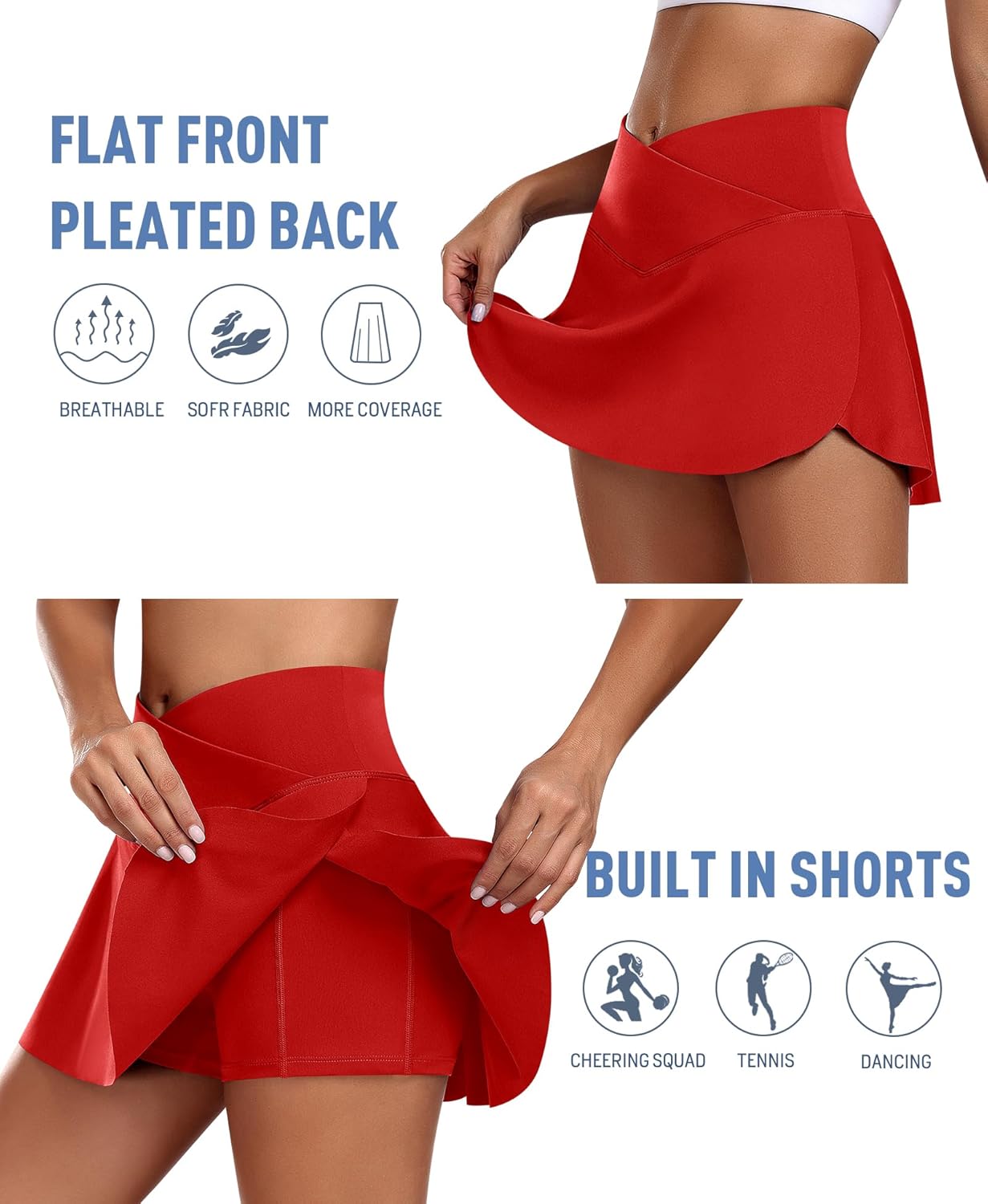 JoyGirl Womens Tennis Skirt with Shorts Crossover Golf Skort Mini High Waisted Workout Athletic Skorts Skirts with Pockets - Image 3