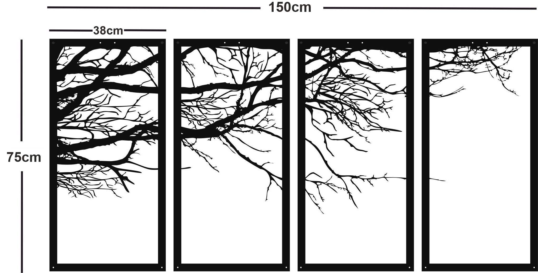 DEKADRON Arte de Pared de Metal, árbol de la Vida, 4 Piezas, Arte de Pared de Metal, Cartel de árbol, decoración de Pared de Metal, decoración de Interiores
