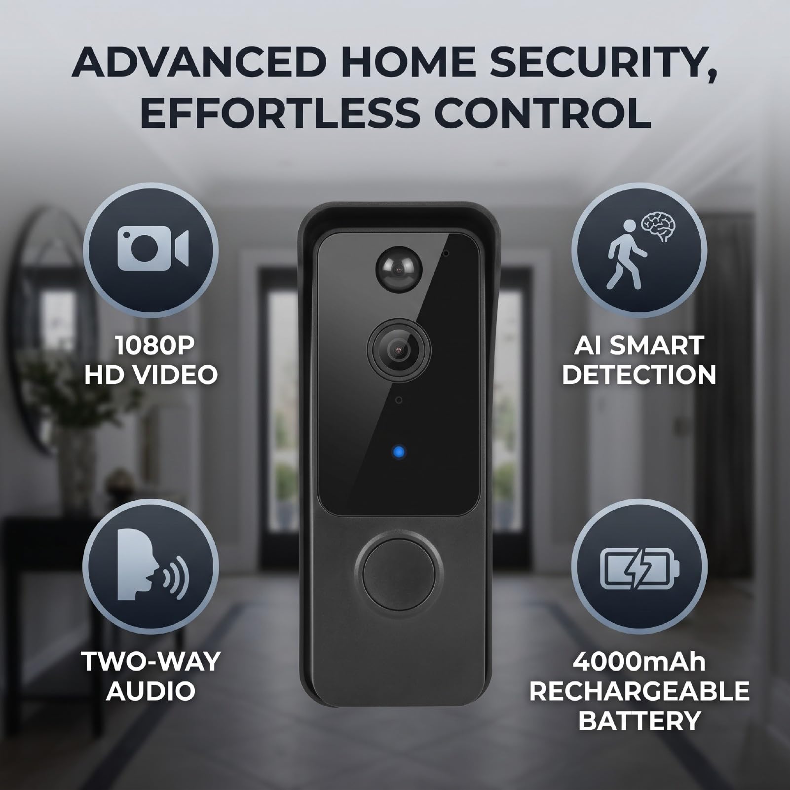 Denash Timbre con Video Inteligente 1080P con Detección de IA y Audio Bidireccional