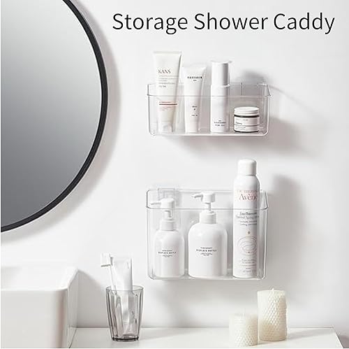 Miniatura 8 de vacane Paquete de 2 organizadores de plástico adhesivo para puerta de armario, contenedor de organización de pared, organizador de maquillaje,