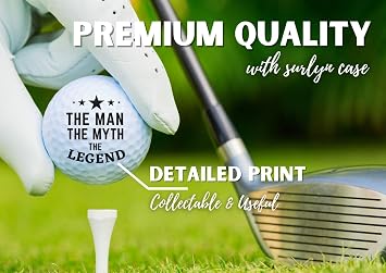 Father in Law Golf Gifts - The Man The Myth Best Father in Law Ever Golf Balls - 3 Pack White in Gift Box