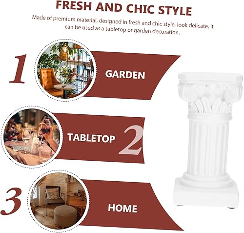 Miniatura 3 de COHEALI Candelabro de columna romana de resina nórdica pilar de mármol para decoración del hogar blanco
