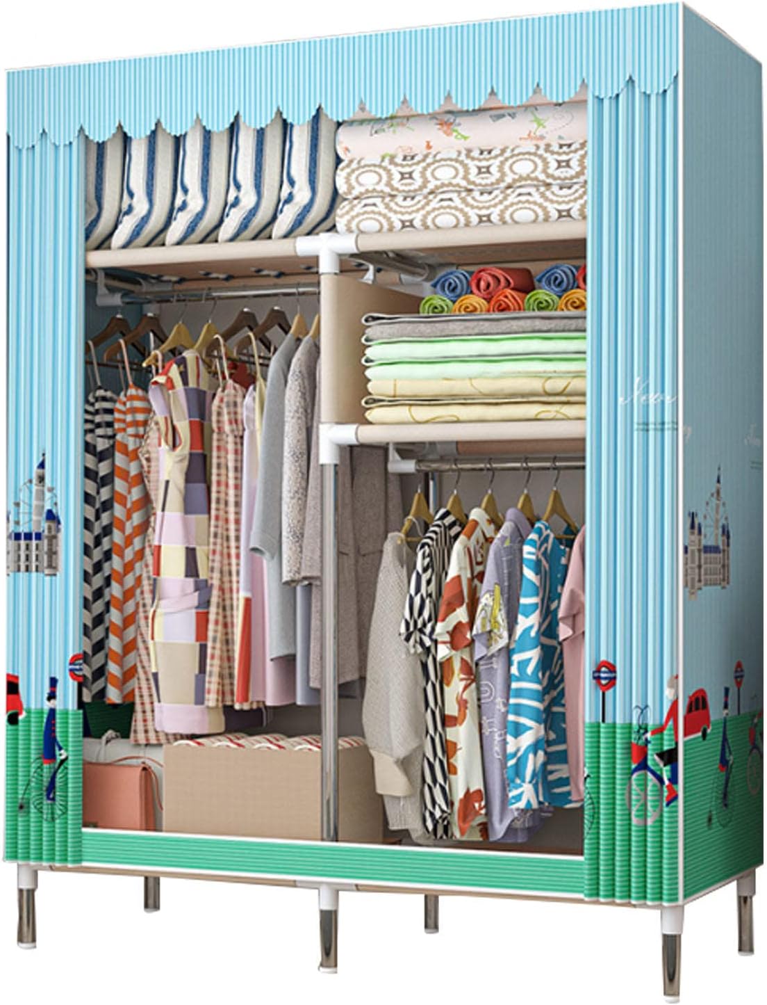 Wardrobe Portable Canvas Wardrobes Shelves, Fabric Clothes Closet Storage Organizer for Bedroom, Fabric Wardrobes,C-86X45X172cm