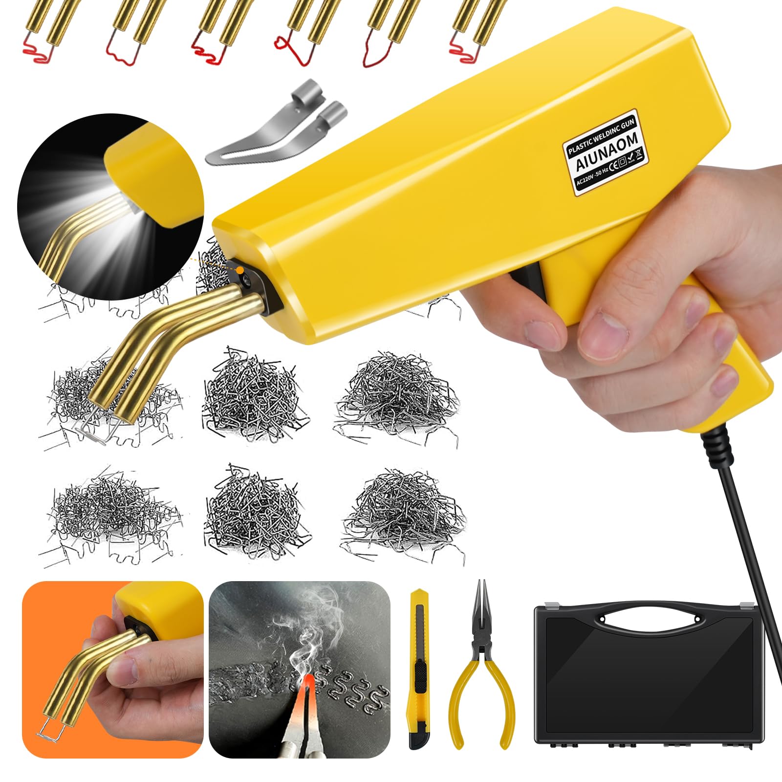 Saldatrice Per Plastica Multiuso, Kit Di Riparazione Con 200 Punti Metallici, Pistola Termica Portatile Per Paraurti Auto E Fai Da Te - 4