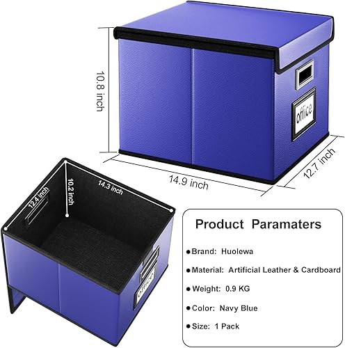 Miniatura 6 de Huolewa Caja organizadora de archivos mejorada, organizador de documentos de cuero plegable, caja organizadora de carpetas de archivos colgantes con