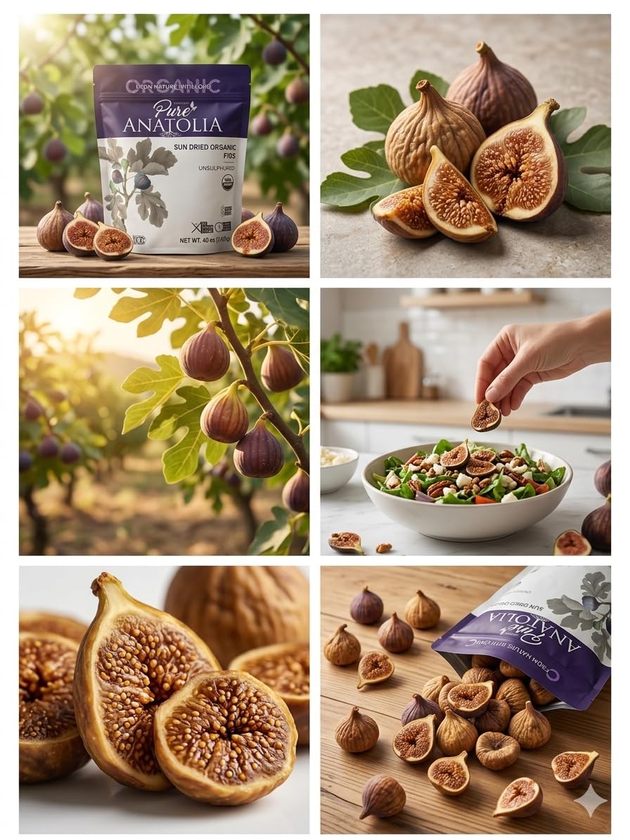 Pure Anatolia Turkish Organic Dried Figs - Sun Dried Figs No Sugar Added - Organic Fruit Snack Made from Turkish Fig - Sulfur Free, Non GMO, Kosher, Halal - 40 oz Resealable Bag, 1 Pack