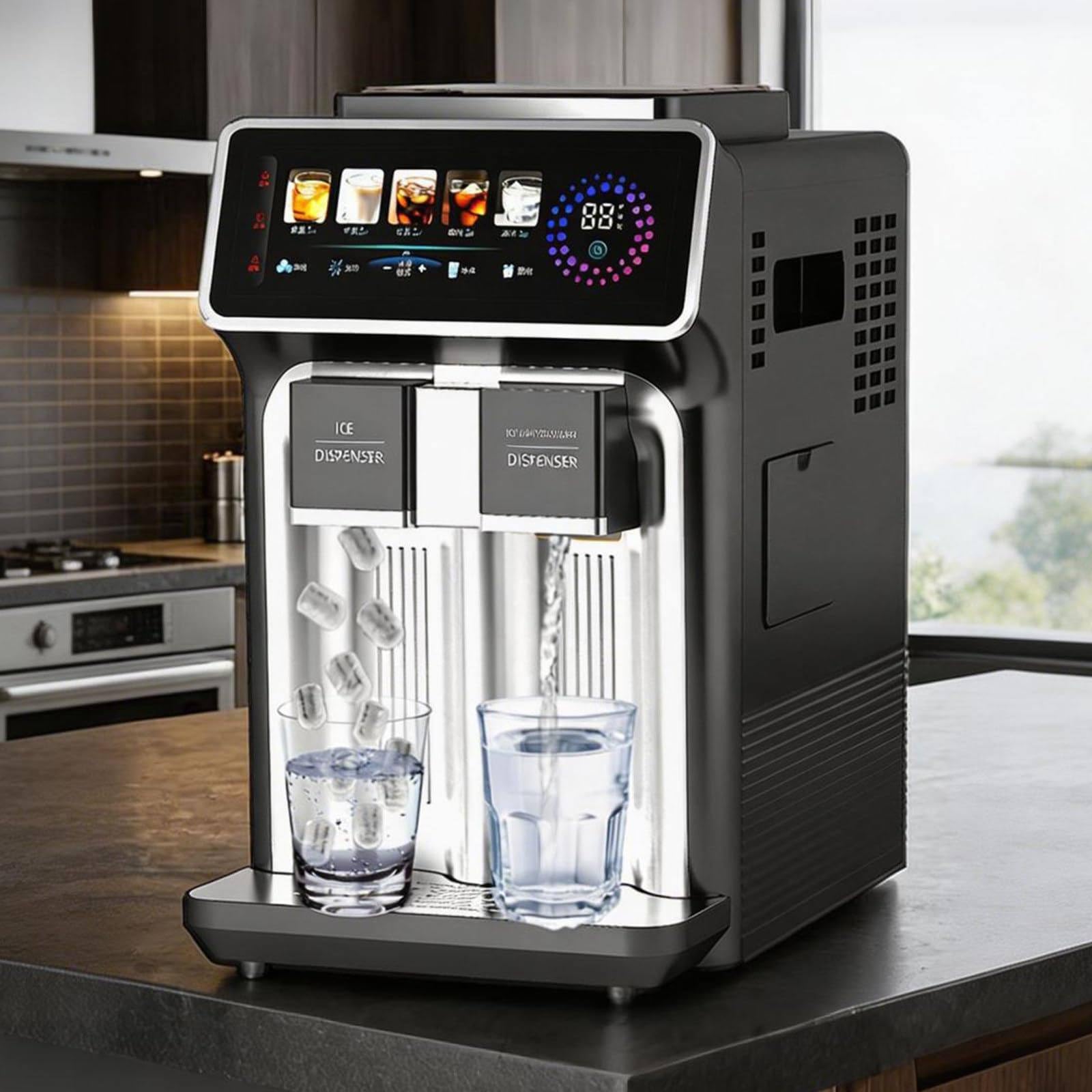 Hohleiswürfelmaschine mit 5 Einstellungen und einstellbarer Eisgröße | 1,5-L-Wassertank und 1-kg-Eisfach eignen sich für Familienfeiern, Büroküchen, Hausbars und kleine Cafés