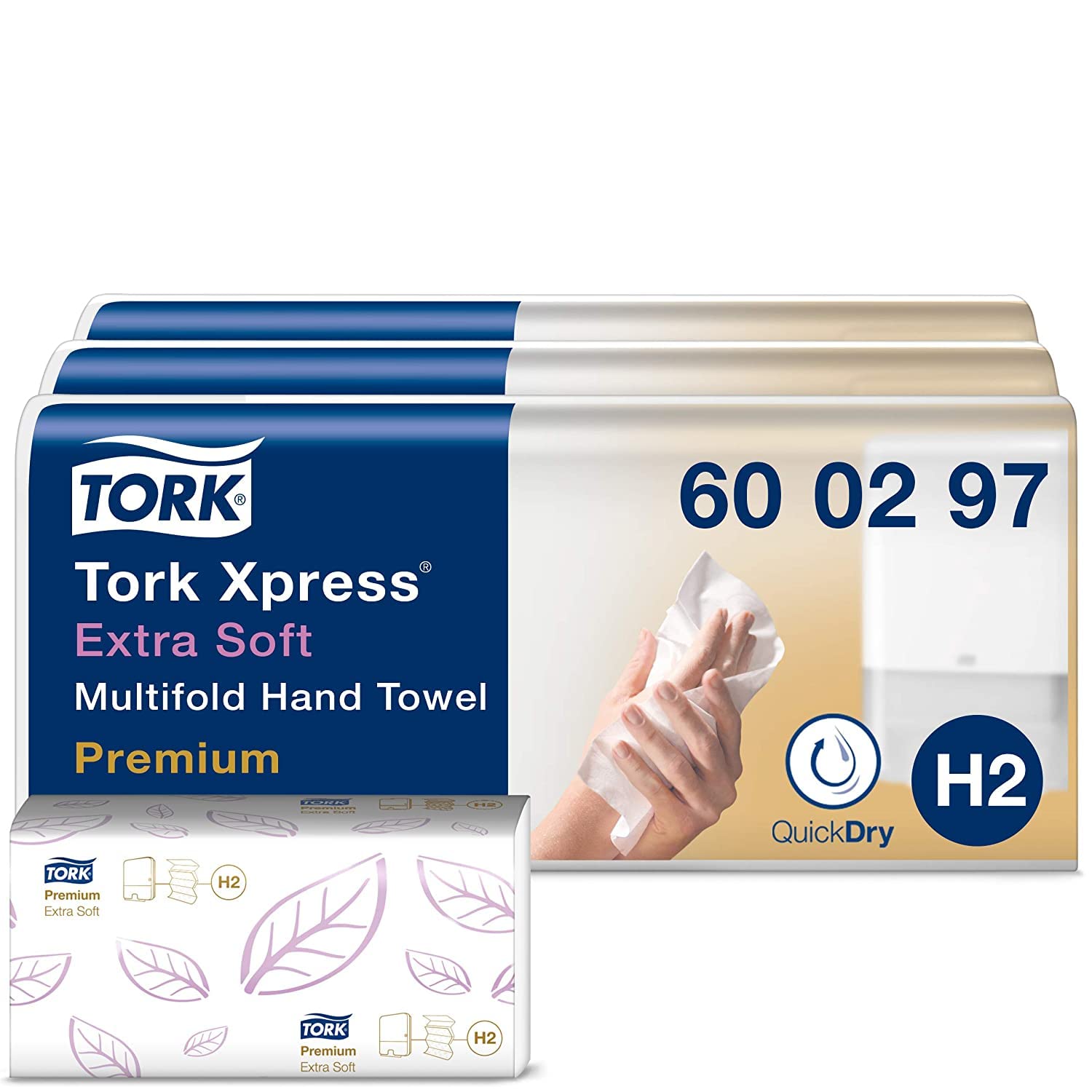 Tork Xpress Essuie-mains interfoliés blancs H2, extra-doux, 21 x 100 feuilles, 600297