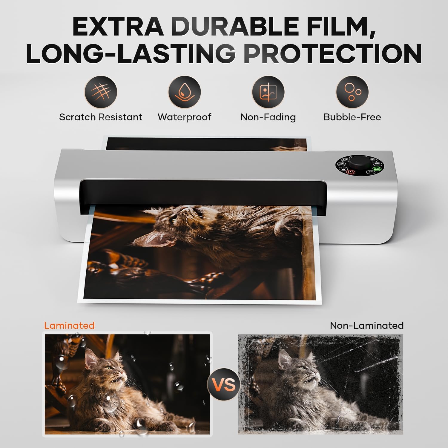 Crenova A3 Commercial Laminator Machine, 13 Inch 4-Roll Laminating Machine for 3-10mil Thickness + 10 Sheets, Hot & Cold Use, Fast 60s Warm-Up, Jam-Free for Office, School & Business, Sliver