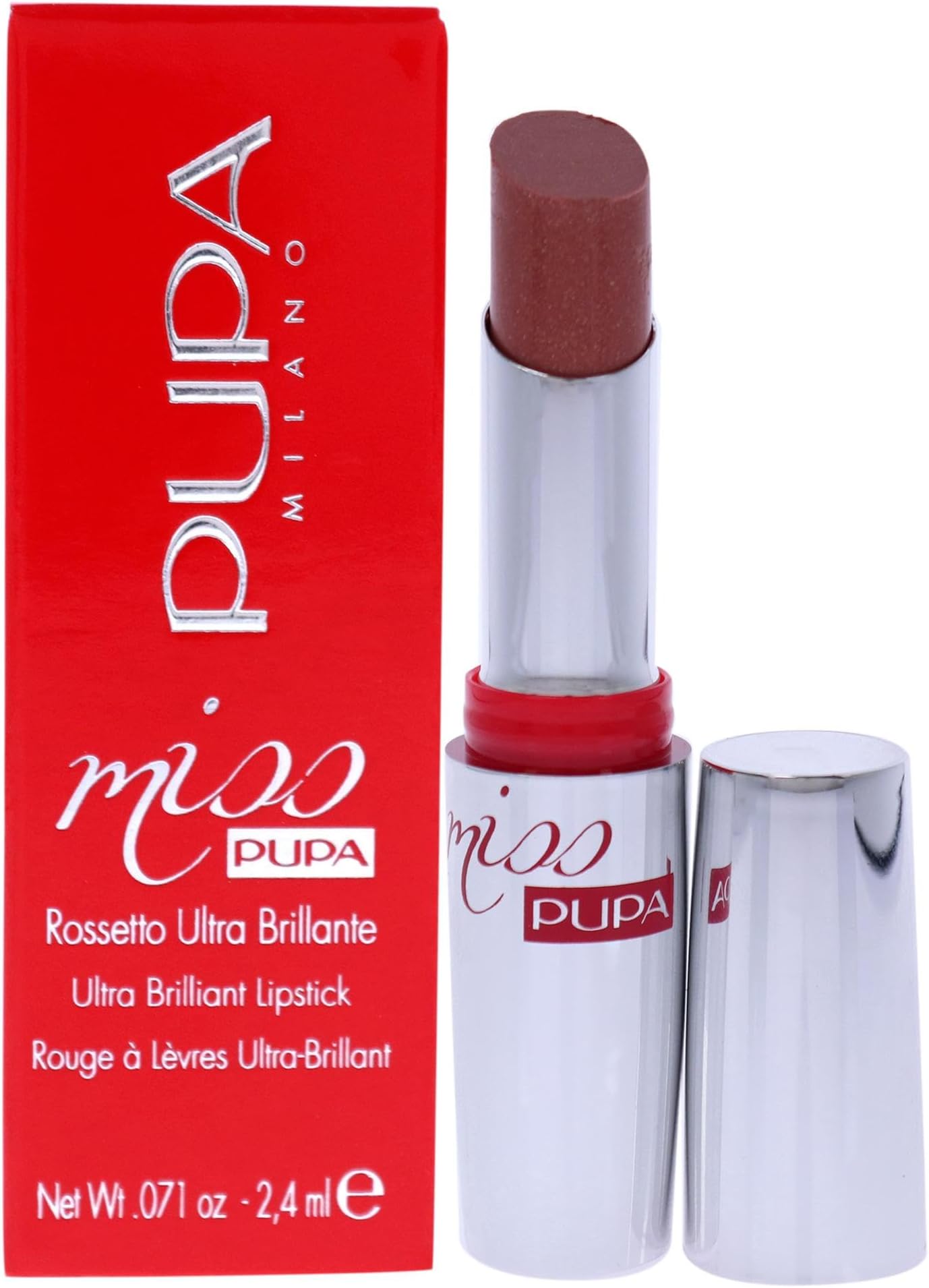 Miss PUPA Milano Lipstick - Creamy, Ultra Pigmented Color For Lips - Nourishing Formula - Crystal-Effect Lipstick - Ultimate Boost Of Volume And Hydration - 600 Champagne - 0.071 OZ