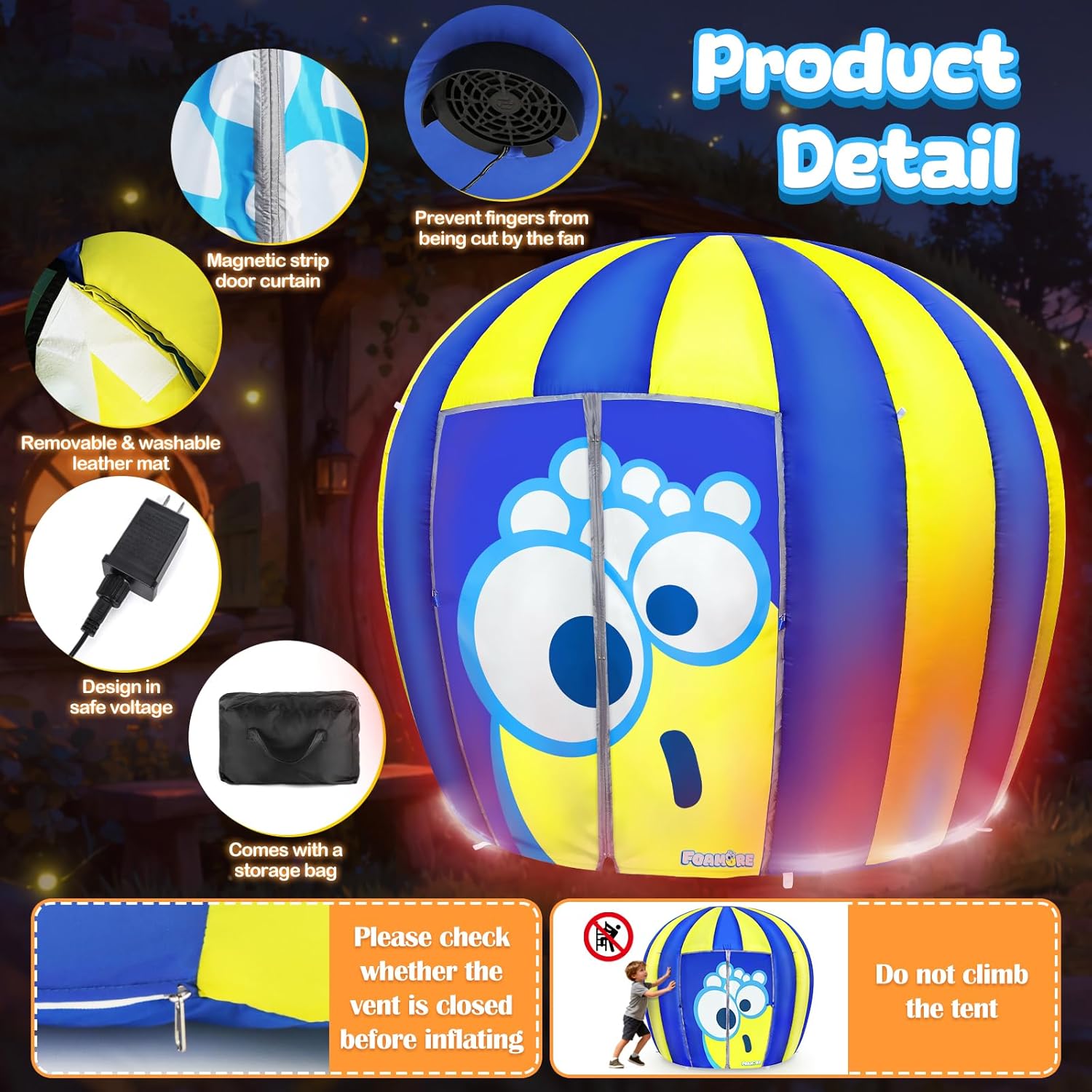 Sensory Tent for Kids, 5.9ft Inflatable Light Up Tent, Sensory Toys Calm Space for Autism