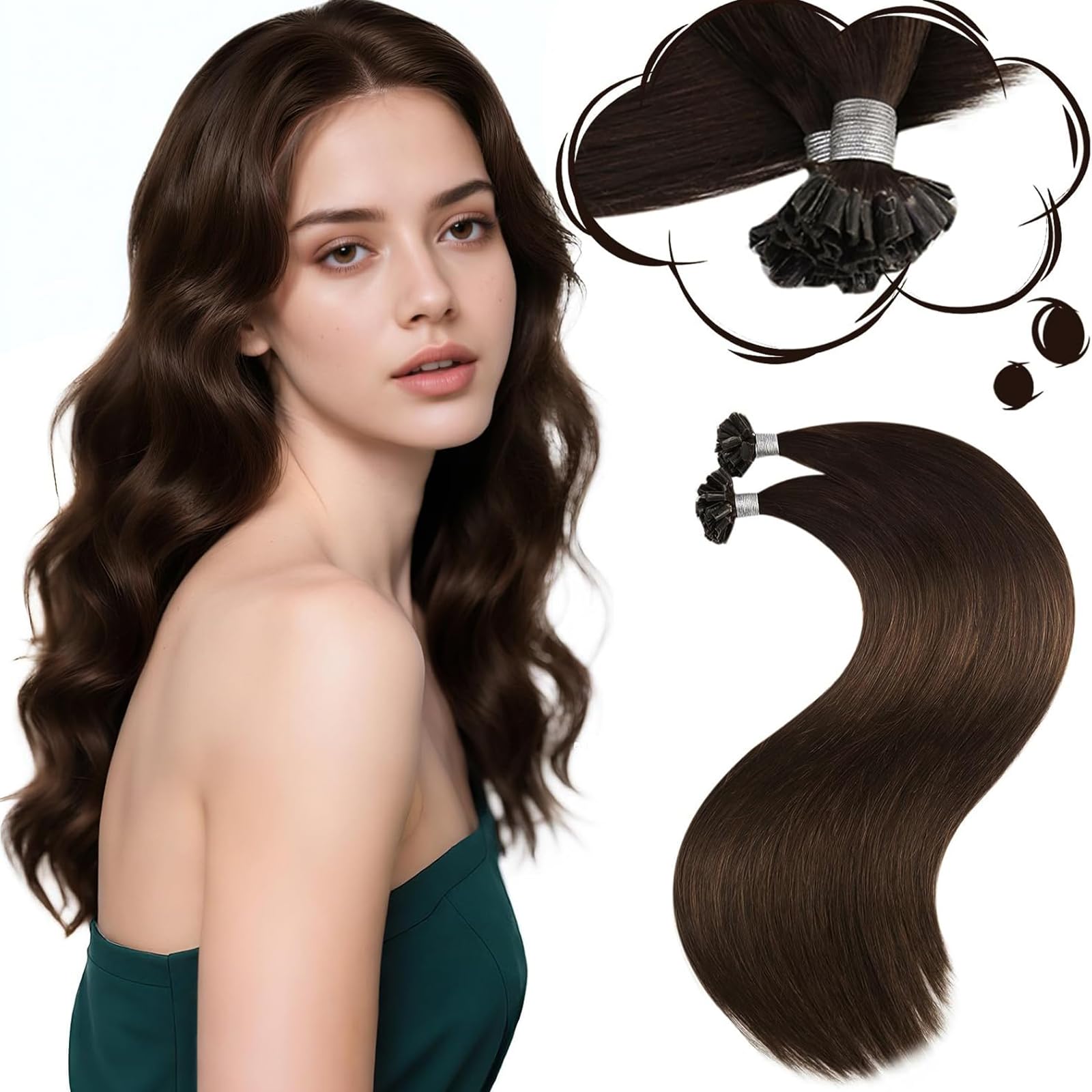Moresoo Haarverlängerung Echthaar Bondings Extensions Echthaar Bondings
