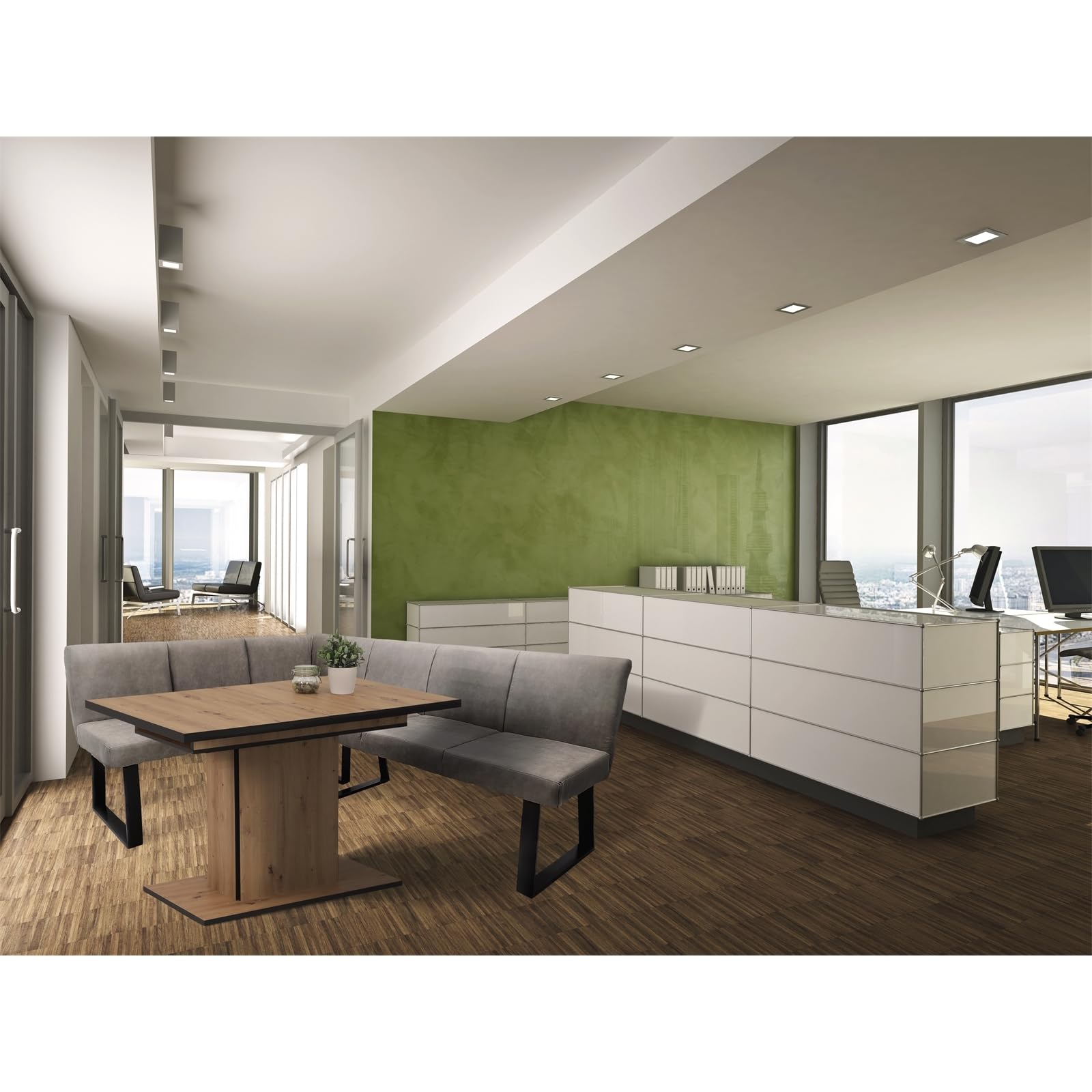 HTI living Eckbank 152 x 192 cm Vemal kurzer Schenkel Links Sitzbank Polsterbank Kunstlederbezug Metallgestell