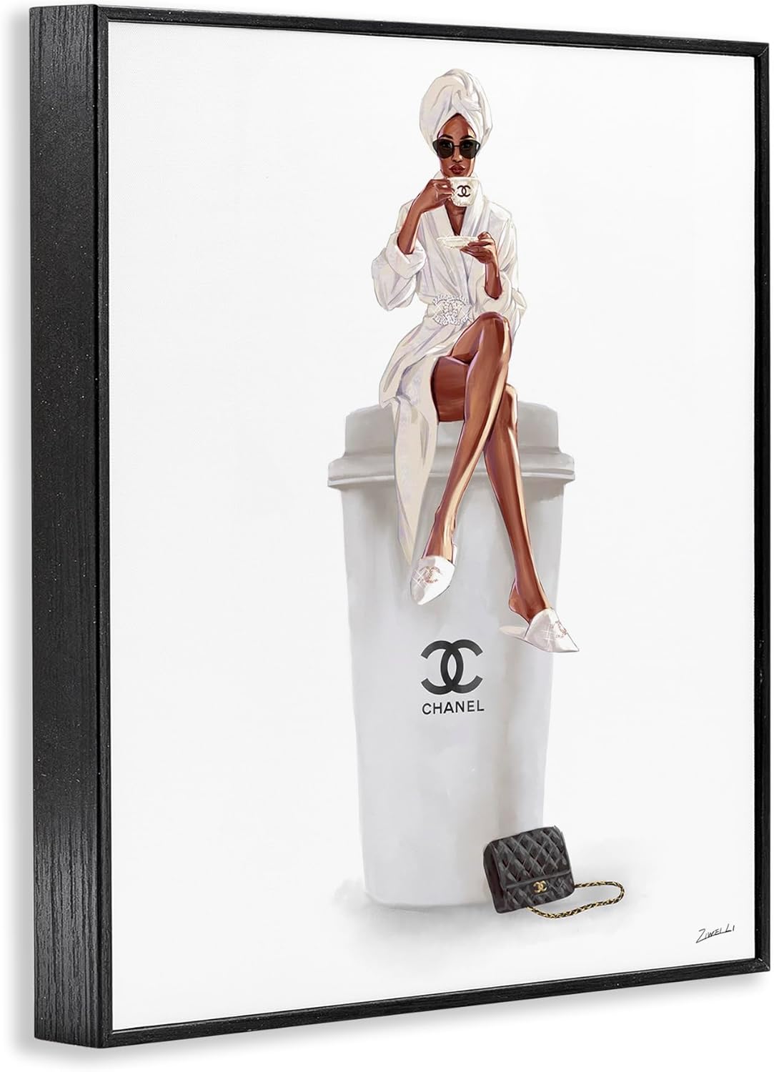Stupell Industries 'Upscale Brand Woman Glam Brunch Coffee', Framed Giclee Art, Black, 24 x 30 Inches, Easy to Hang and Sturdy, Made in USA, by Ziwei Li