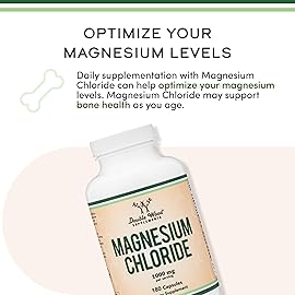 Magnesium Chloride (Cloruro De Magnesio) - 180 Capsules, 1,000mg Per Serving, Supports Digestive and Bone Health - Non-GMO and Gluten Free by Double Wood Supplements