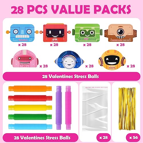 Miniatura 3 de Vanblue Tubos Pop Tubes Fidget Juguetes Sensoriales Tubos Fidget Tubos Recuerdos de Fiesta para Niños (tubos pop para el día de San Valentín)