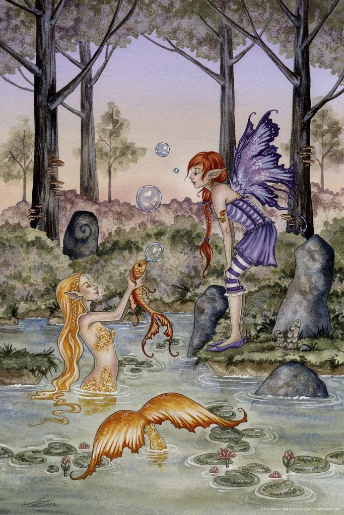 Laminated The Wishing Fish by Amy Brown Poster Dry Erase Wall Art 16x24