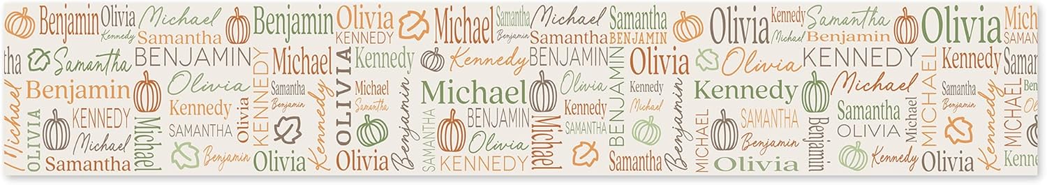 Personalization Universe Fall Repeating Name Personalized Table Runner - 16"" x 96"", Medium
