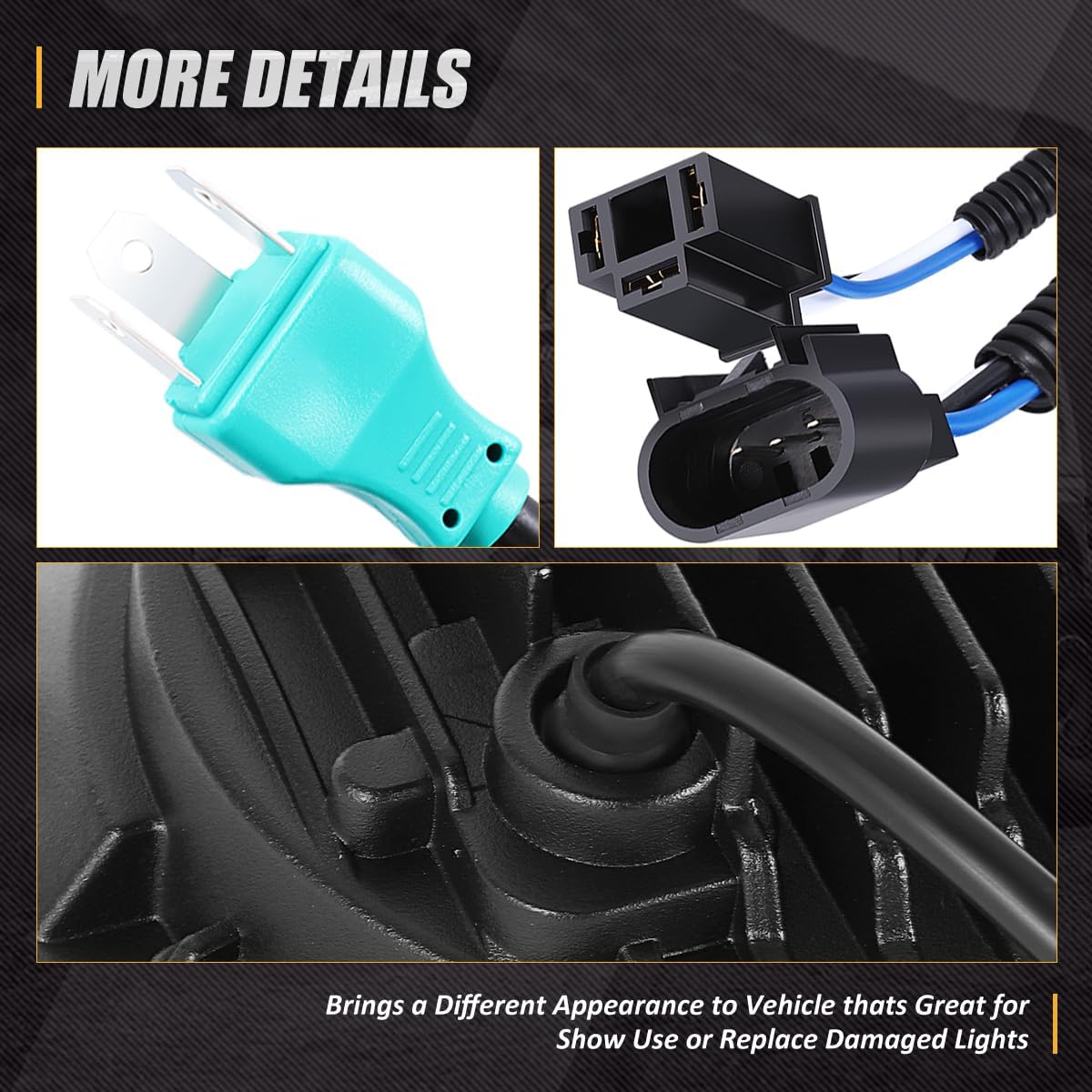 LED Projector Headlight High Low Beam Compatible with 97-17 Wrangler 2018 Wrangler JK with Wiring Harness (Left & Right) DOT Approved, NVL-HL-006