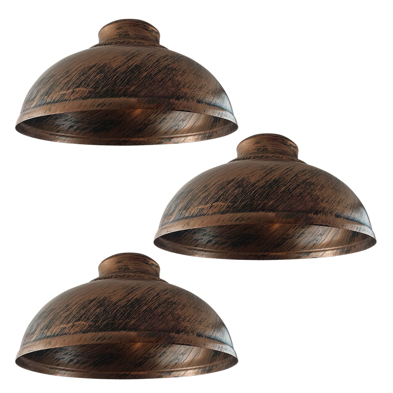Modern Vintage Lamp Shade for Pendant Light Industrial Hanging Ceiling Light Ideal for Dining Room Bar Clubs & Restaurants (Brushed Copper 3Pack)