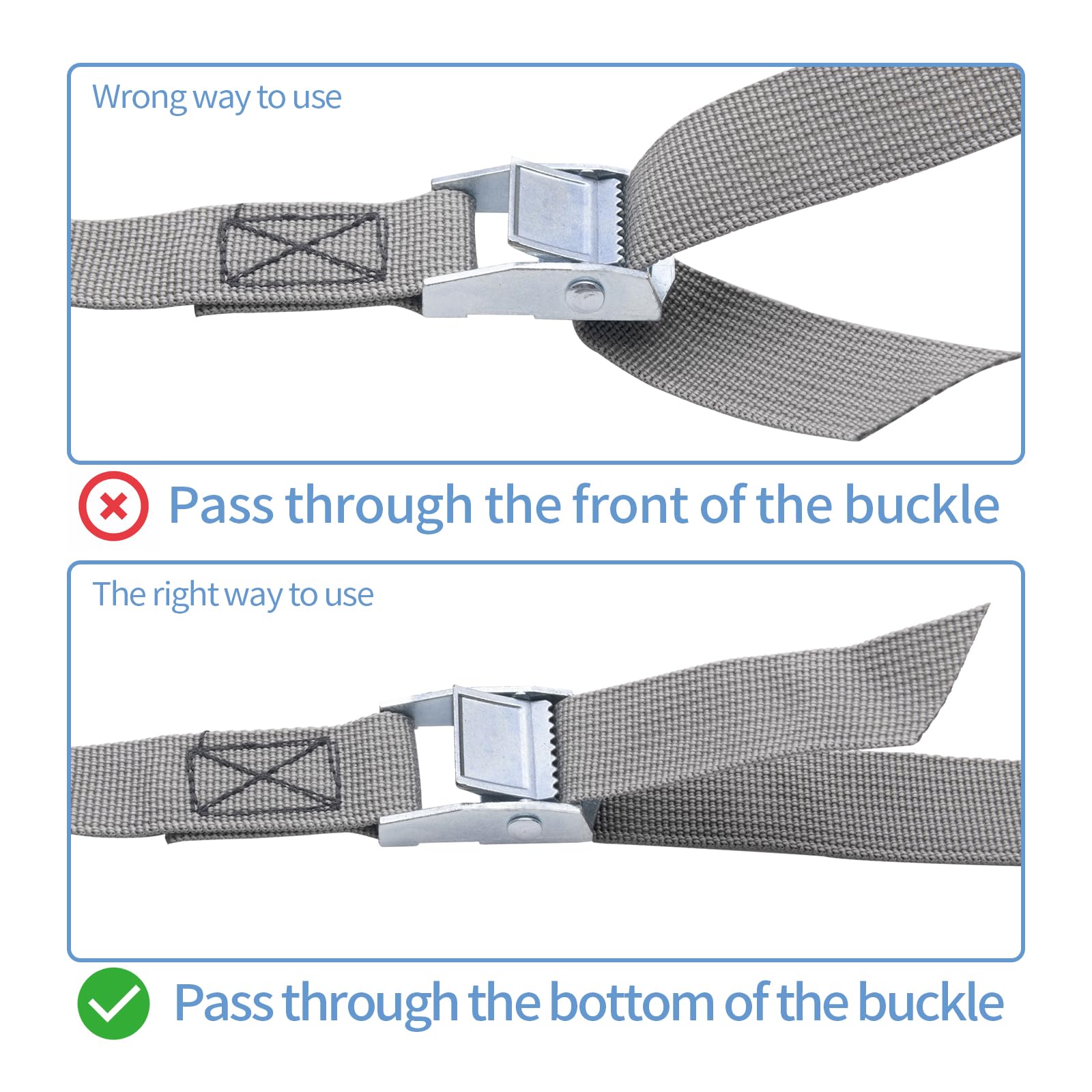 Sangle d'Arrimage, Sangle à Cliquet, Sangle de Serrage Réglables avec Verrouillage à Clip, Adaptées Aux Motos, Voitures, Vélos, Bagages, Camping | Sangle d'arrimage avec cliquet pour transport, fret, bagages