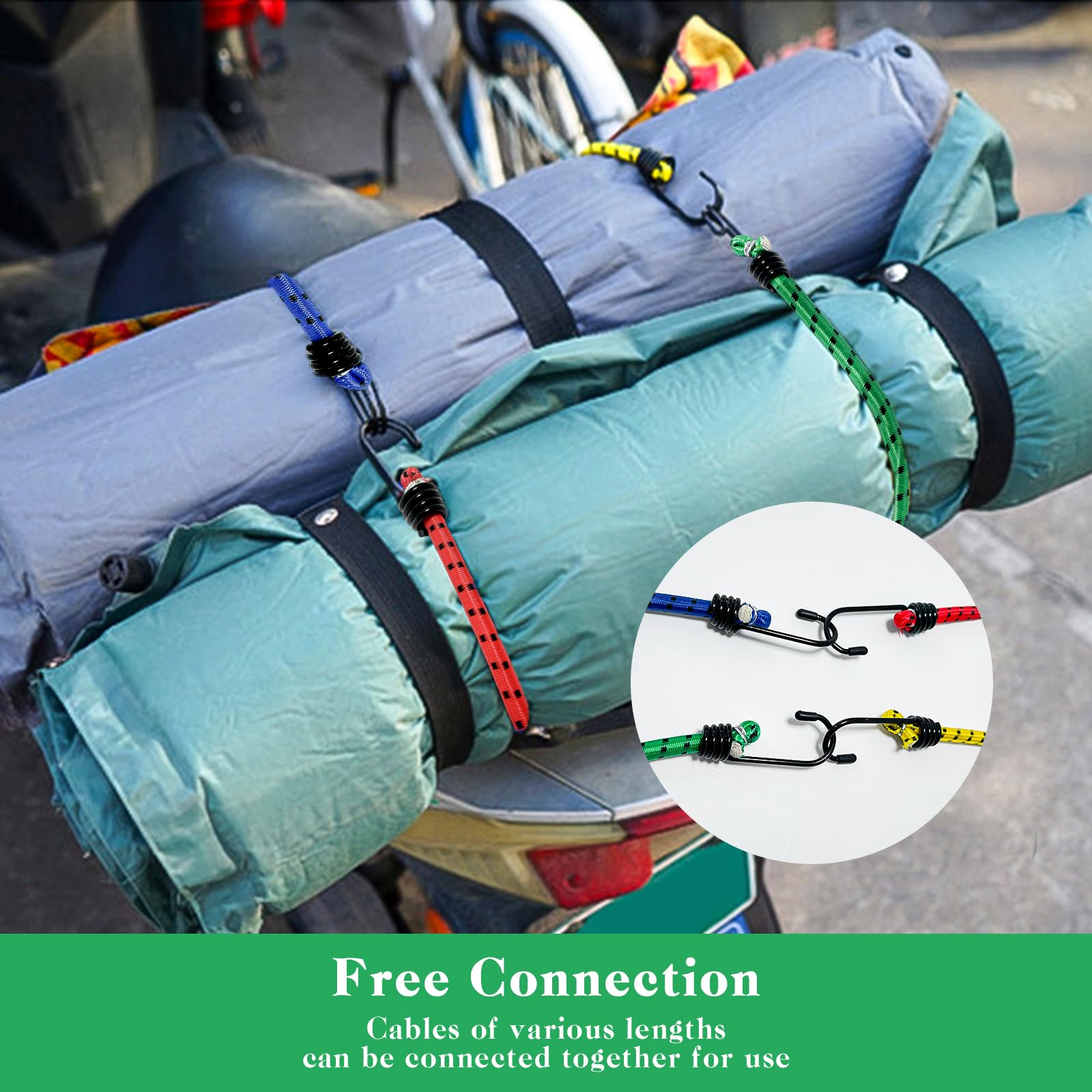 Set 8 Cordo Elastiche Con Ganci - 40, 60, 80, 100 Cm | Per Bagagli, Teloni, Bici E Auto | Resistente E Multiuso - Foto 3