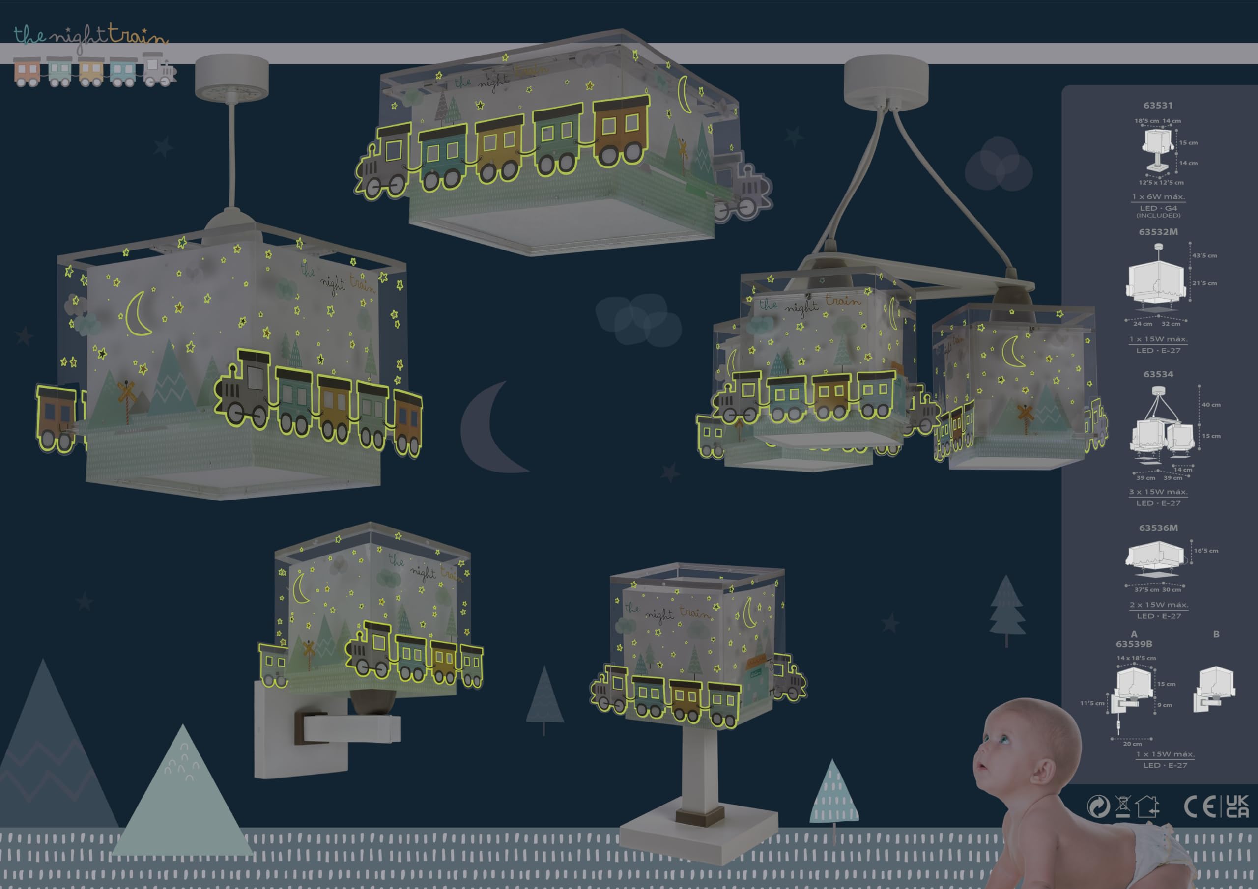 Dalber Lampada da tavolo o comodino per bambini The Night Train Treni, 63531N, G4-4W LED - Lampadina inclusa