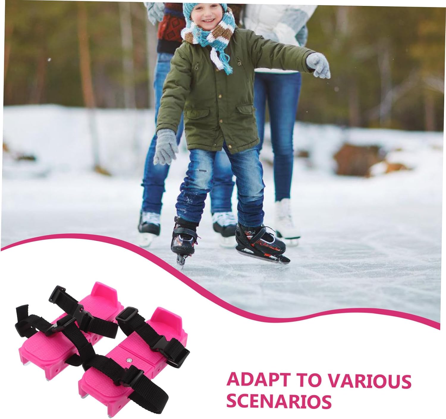 Kisangel 1pair Adjustable Mini Ski Skates for Boys and Girls Snow Sports Footwear Flexible Design for Beginners Versatile Ice and Snow Use for Outdoor Fun