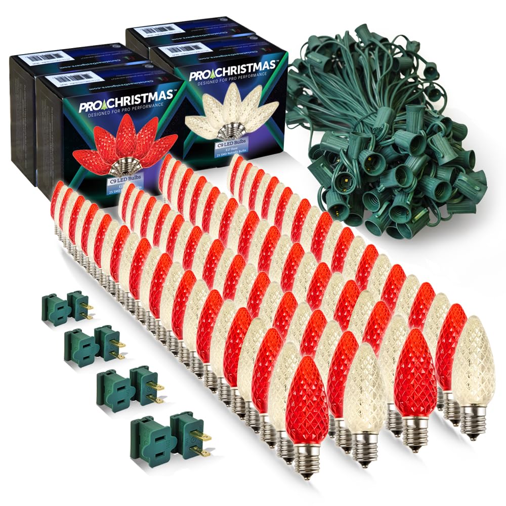 Pro Christmas C9 LED Christmas Light Kit for Rooflines & Pathways - DIY Cut to