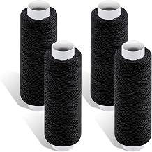 Sewing Machine Thread, Black Thread, 4 Spools, 180 m per Spool | Polyester Yarn For Hand Beaming, Machine, Embroidery, Patchwork Projects