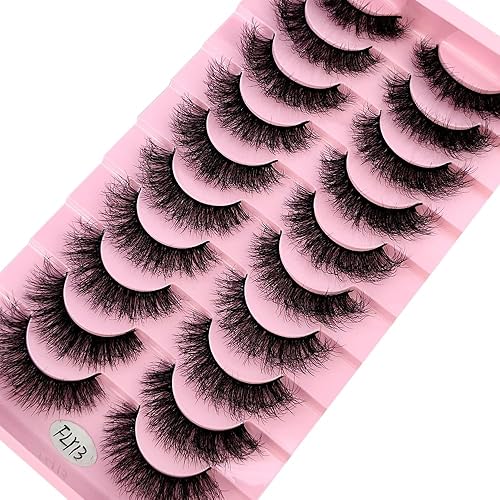 Miniatura 4 de HBZGTLAD 10 pares de pestañas postizas de visón 3D, hechas a mano, pestañas largas finas, esponjosas, herramientas de maquillaje de ojos naturales