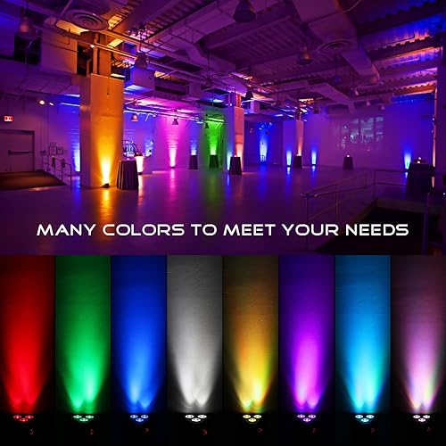 Vista 2 de RGBW 4 en 1 - Luces de escenario recargables con batería por control remoto y DMX para Navidad, DJ, espectáculo en vivo, boda, fiesta, evento