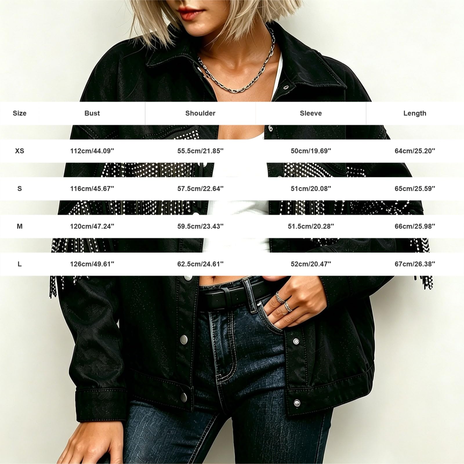 Generisch Chaqueta vaquera para mujer, diseño de solapa, para tiempo libre