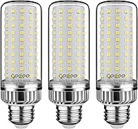 GEZEE 25W LED Corn Bulbs 3-Pack, 2500 Lumens 6000K Daylight White E26 Non-Dimmable, 200W Equivalent Energy Saver