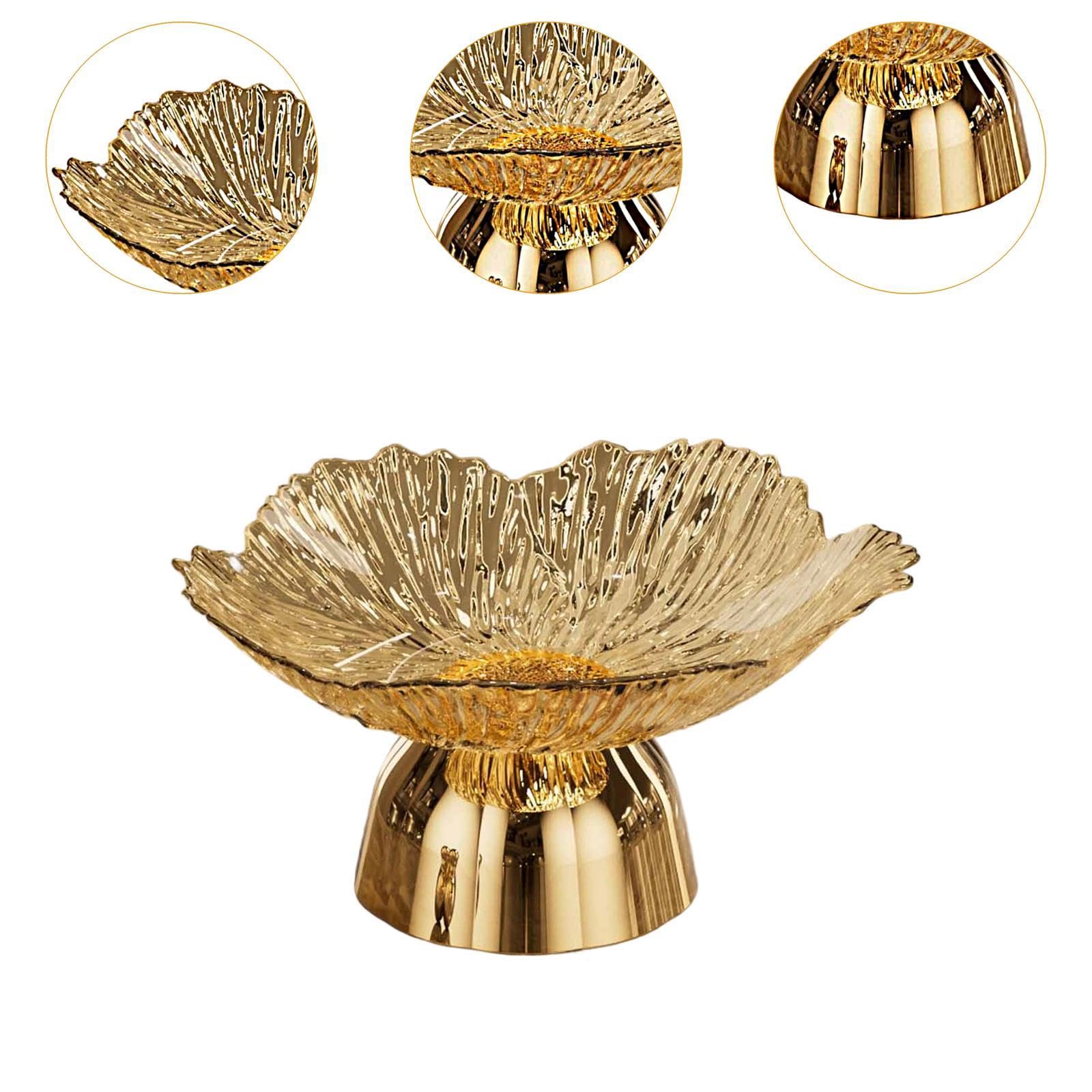 AFXGUSD Decorative Pedestal Bowl Dish Holder Dessert Display Stand Decor Fruit Basket Serving Tray for Drawing Room Housewarming Gift, Gold