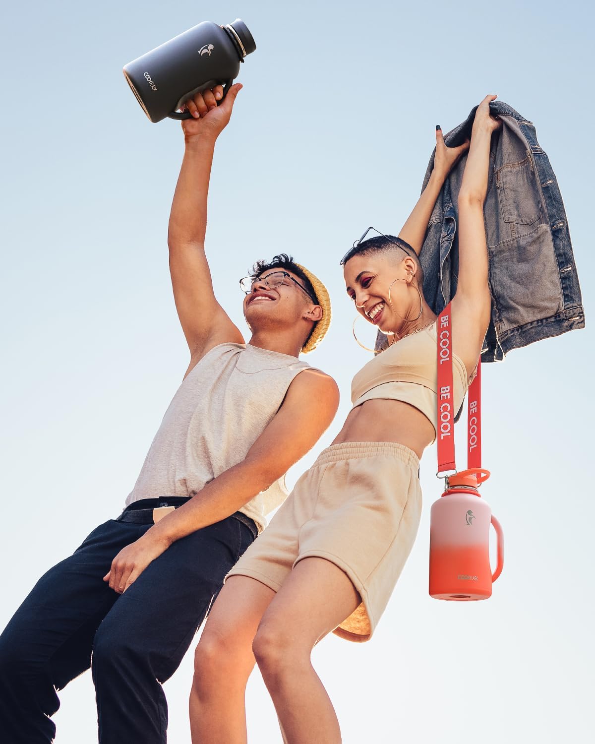 Coolflask 64oz Insulated Water Bottle, Half Gallon Water Jug With Handle Straw Stainless Steel Double-Walled Vacuum Metal Large Flask With Strap Bpa-Free Leakproof, Keep Cold 48 Hrs, Sunny Orange - Image 7