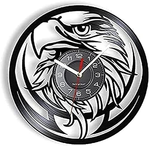 Reloj de pared vintage, reloj de pared con bandera patriótica de águila americana, arte de pared, silencioso, reloj de pared con cabeza de águila,