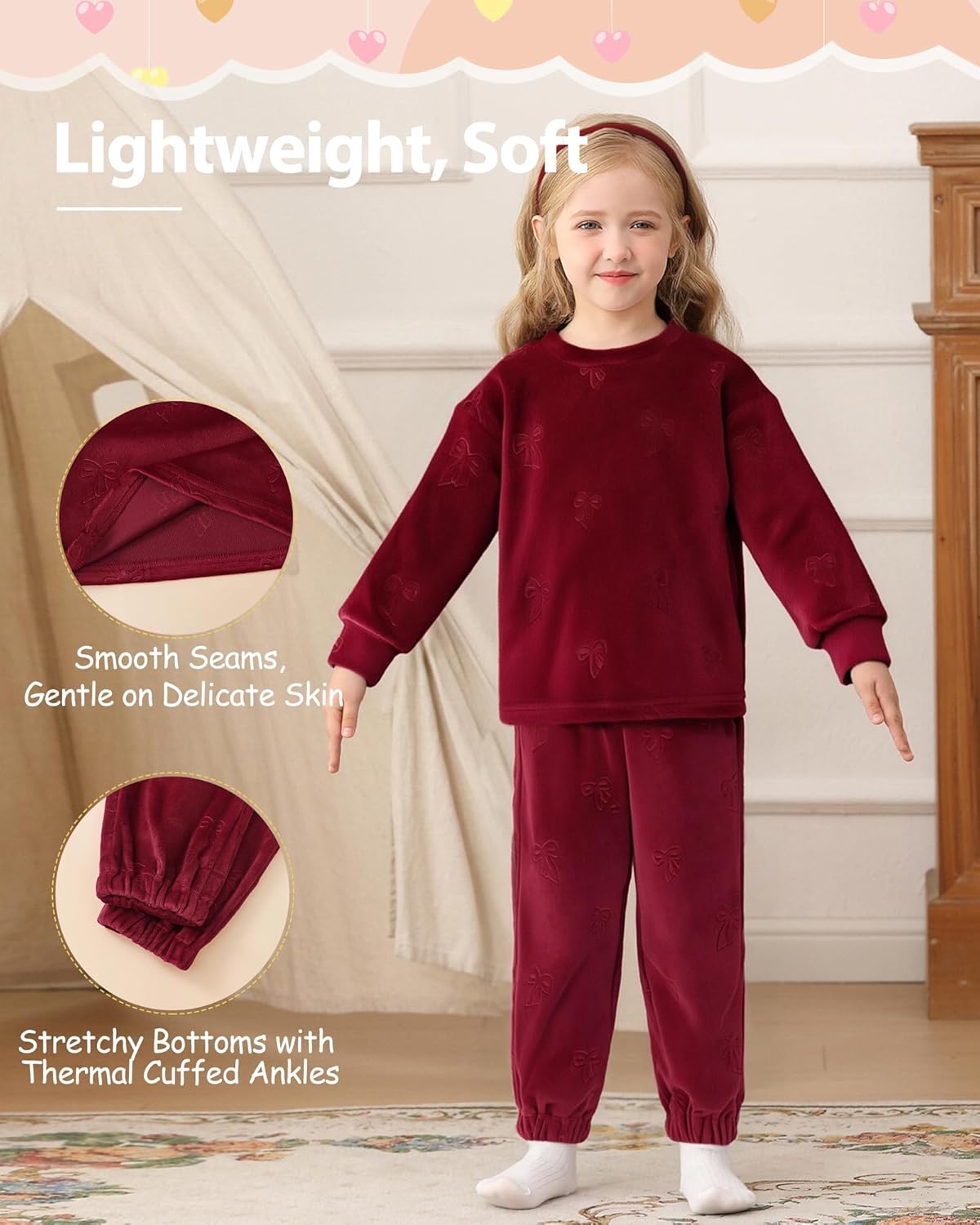 Jecson Toddler Girl Clothes Set: Soft Thick Stretchy Outfits Graphic Sweatshirts & Jogger Pants Cute Winter Home Outdoor 2-8Y - Image 4